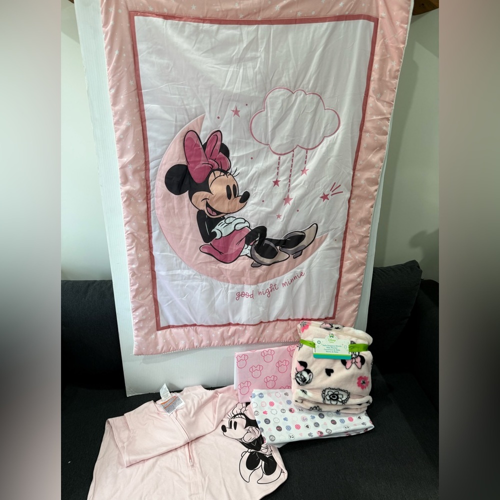 Minnie Mouse 5 piece baby crib bedding set new see details hard to find